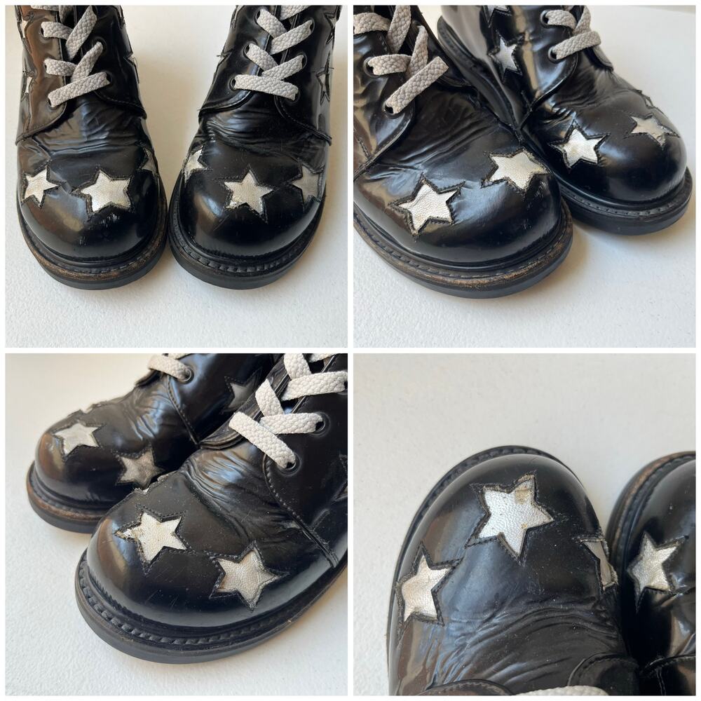 Vintage Muro Welt Leather Boots Size M5/W7 Unisex Stars 90s Y2K Grunge Goth Punk - Picture 7 of 11